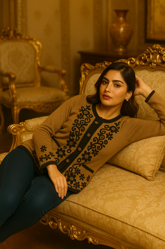 Royal Noir Wool Cardigan — The Silence That Turns Heads