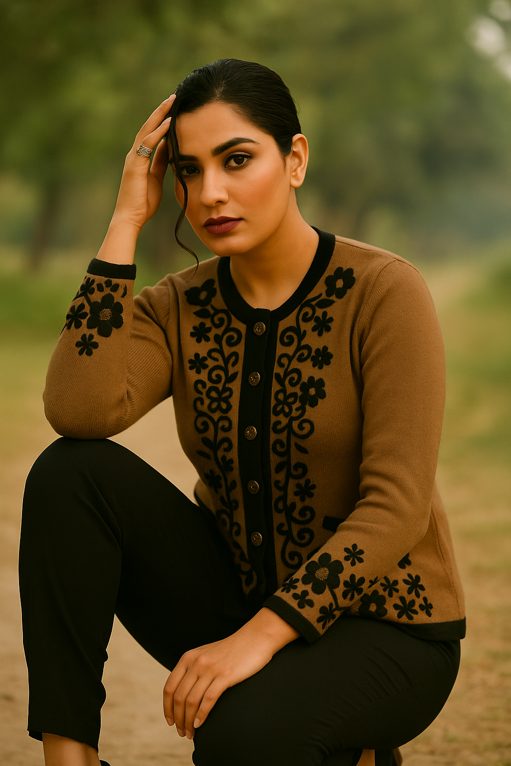 Royal Noir Wool Cardigan — The Silence That Turns Heads