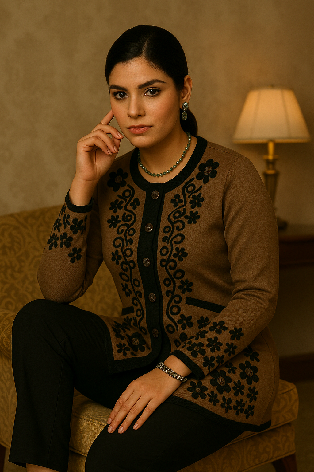 Royal Noir Wool Cardigan — The Silence That Turns Heads