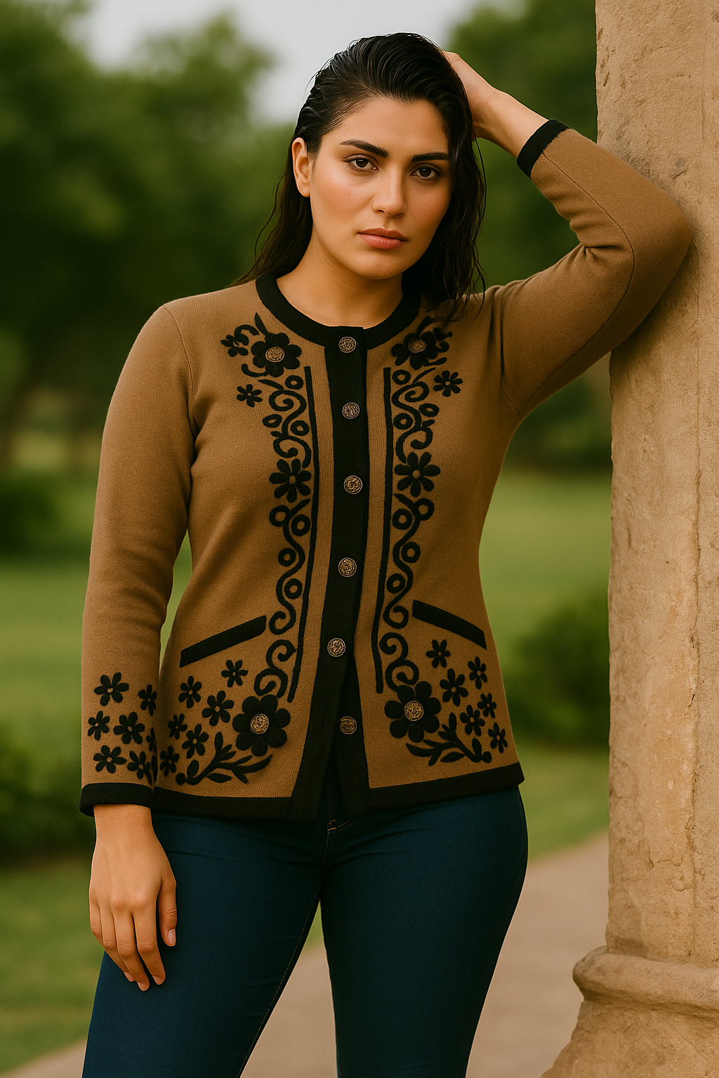 Royal Noir Wool Cardigan — The Silence That Turns Heads