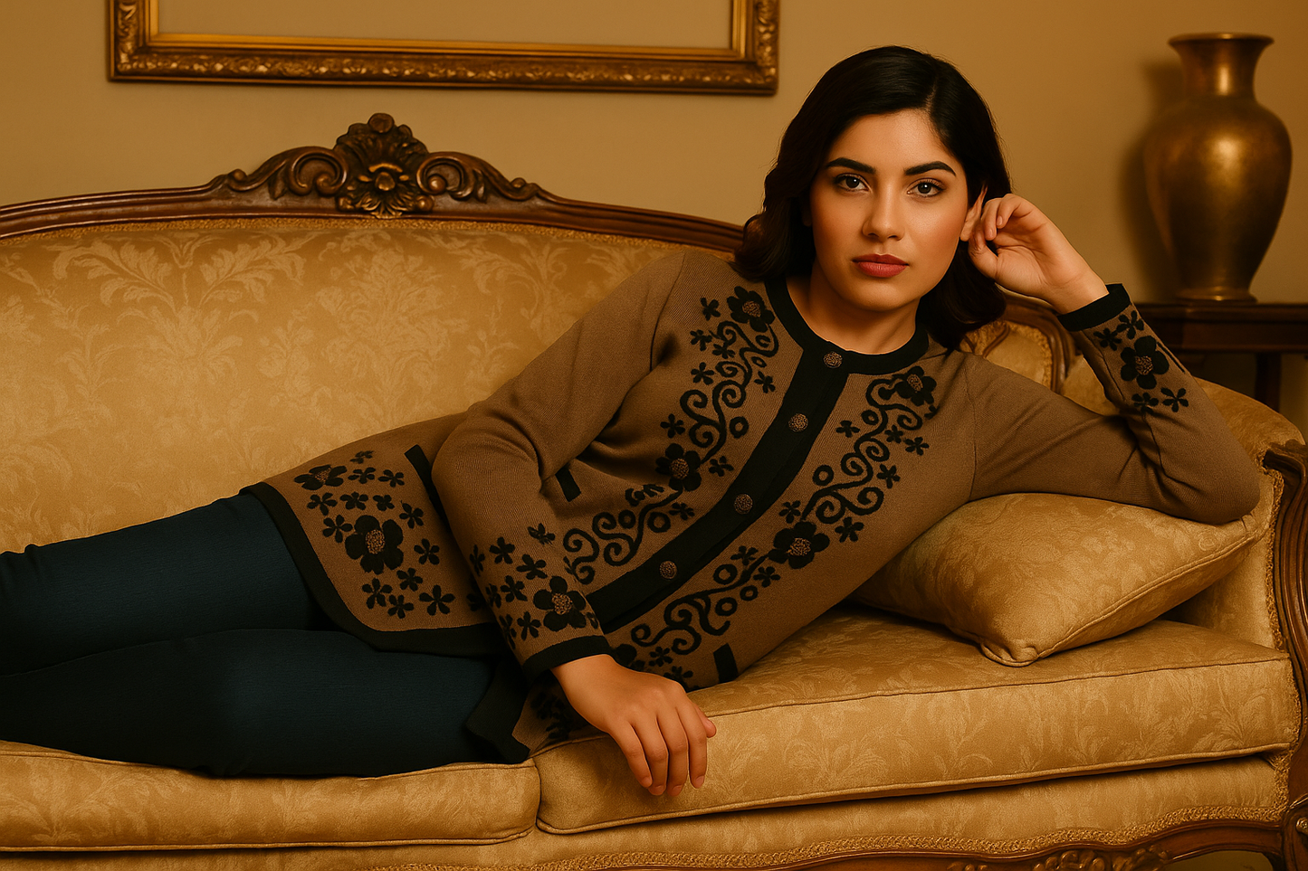 Royal Noir Wool Cardigan — The Silence That Turns Heads