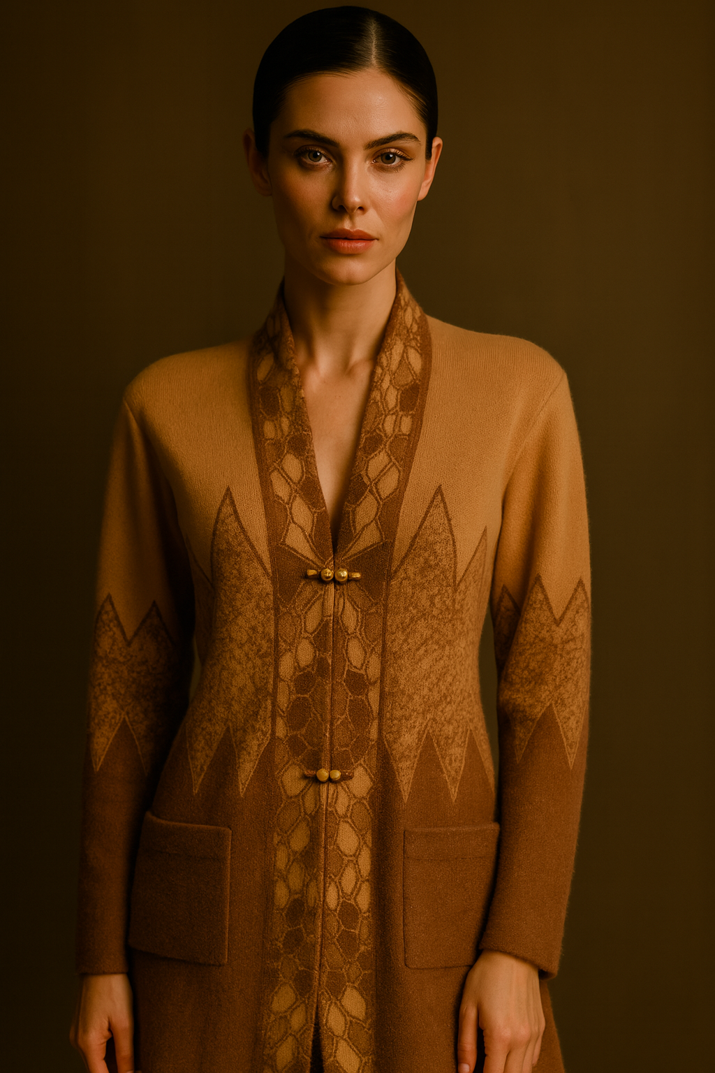 Amber Crest Woolen Blazer — A Symphony of Power and Poise